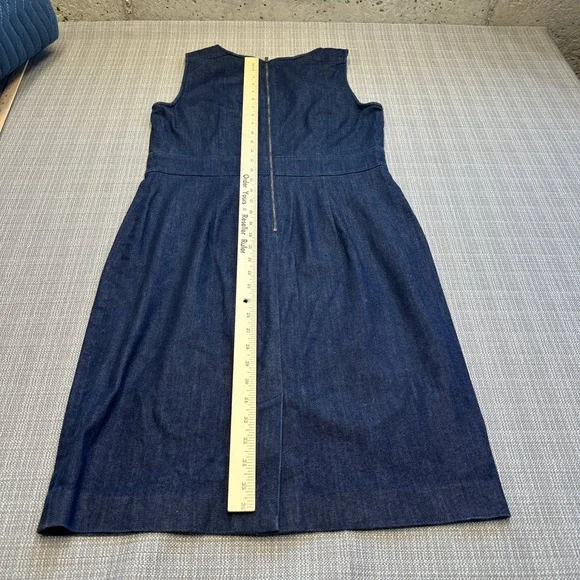 Denim A Line Sleeveless Dress size 10 Midi‎ Blue Minimalist Classic Western - Picture 6 of 7